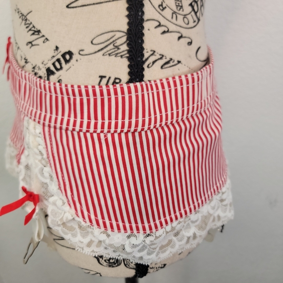 Forplay Lace Trim Garter Red White Striped Sz S/ M Women's Fairy Coquette - Picture 5 of 10